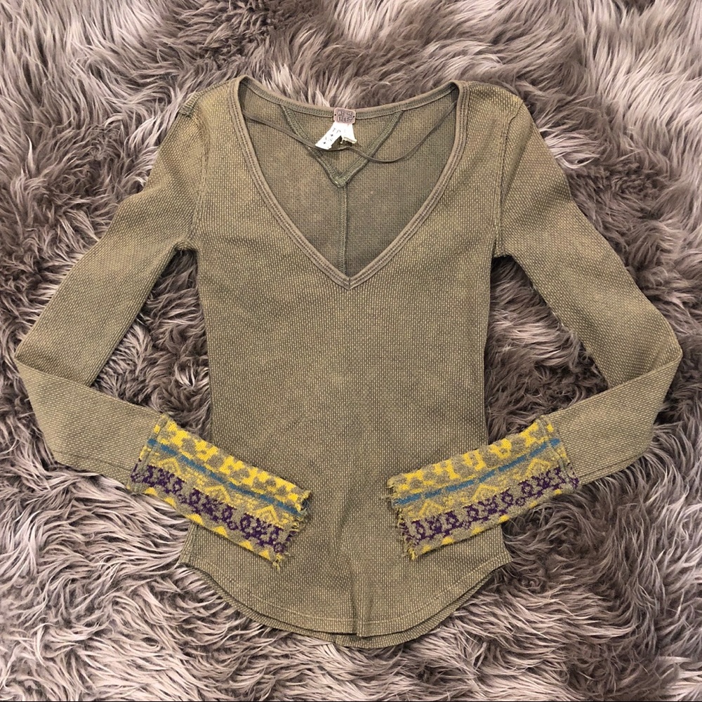 Free People Art School Thermal XS NWT Green